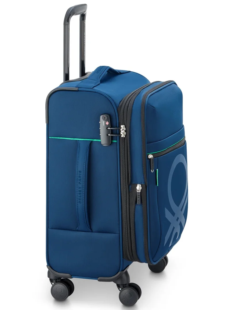 United Colors Of Benetton  Color Block 55 Cm 4 Double Wheeled Softside Expandable Cabin Luggage Trolley Case - Navy  | Best Price UAE